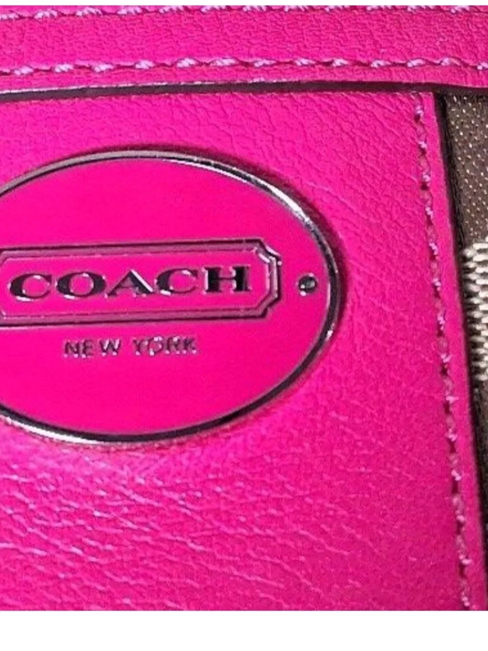 Coach North South Swingpack Crossbody Bag Fuchsia Beige